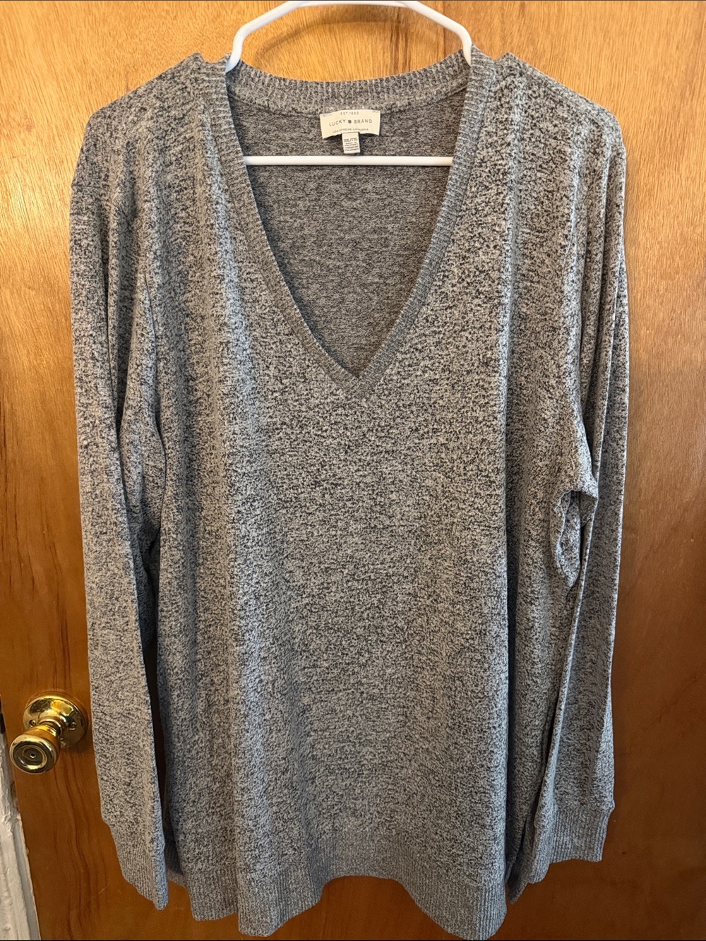Lucky Brand Heather Gray V-Neck Pullover Sweater